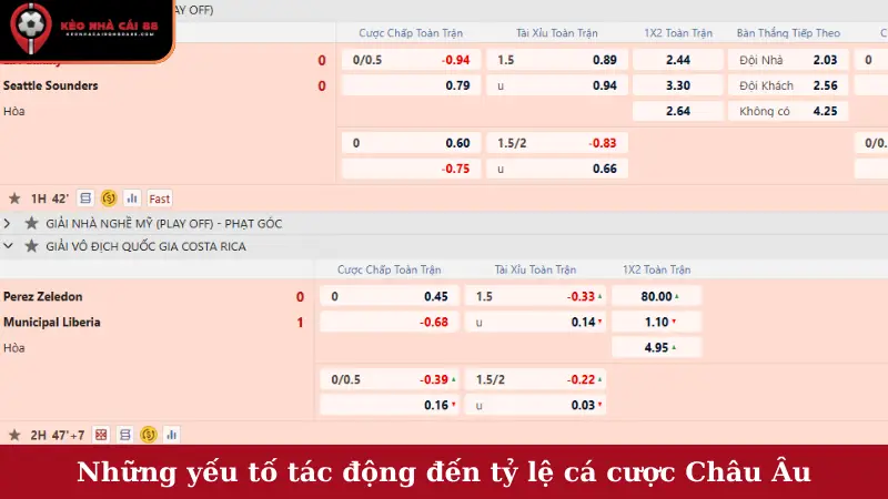 Những yếu tố tác động đến tỷ lệ cá cược châu Âu