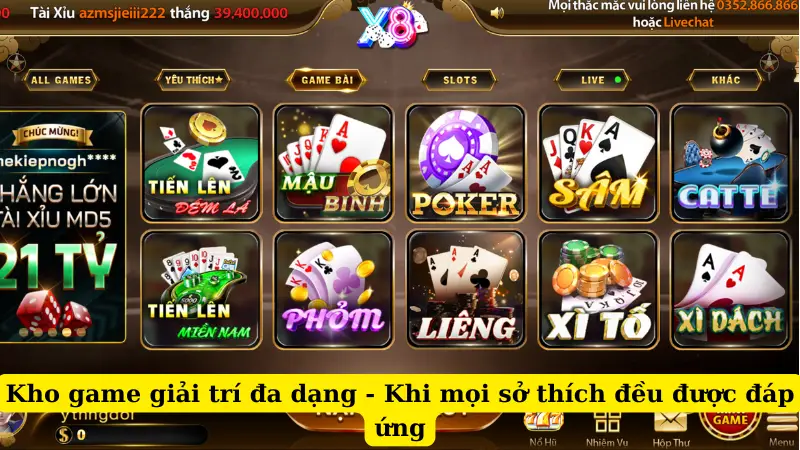 Kho game giải trí đa dạng