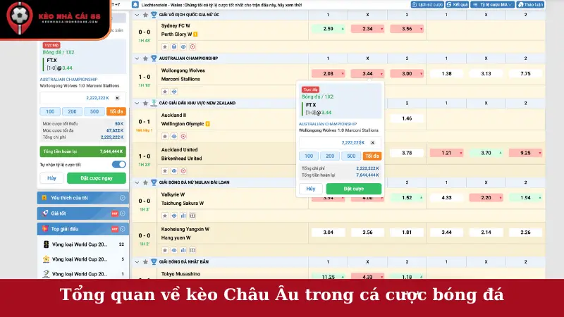Tổng quan về kèo Châu Âu trong cá cược bóng đá