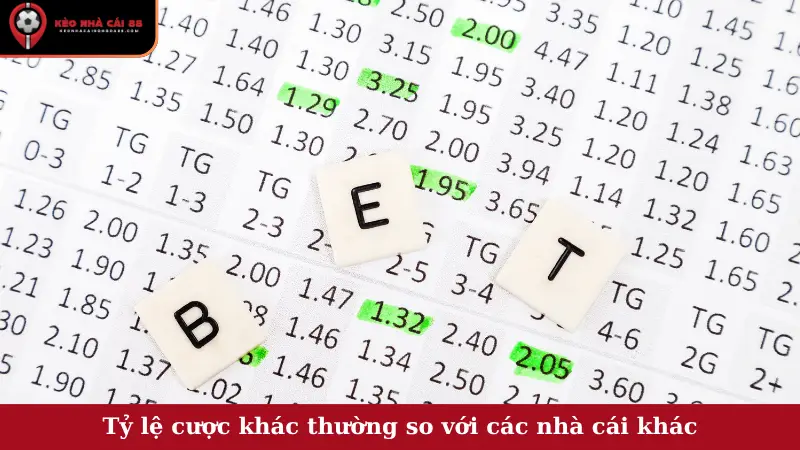 Tỷ lệ cược khác thường so với các nhà cái khác